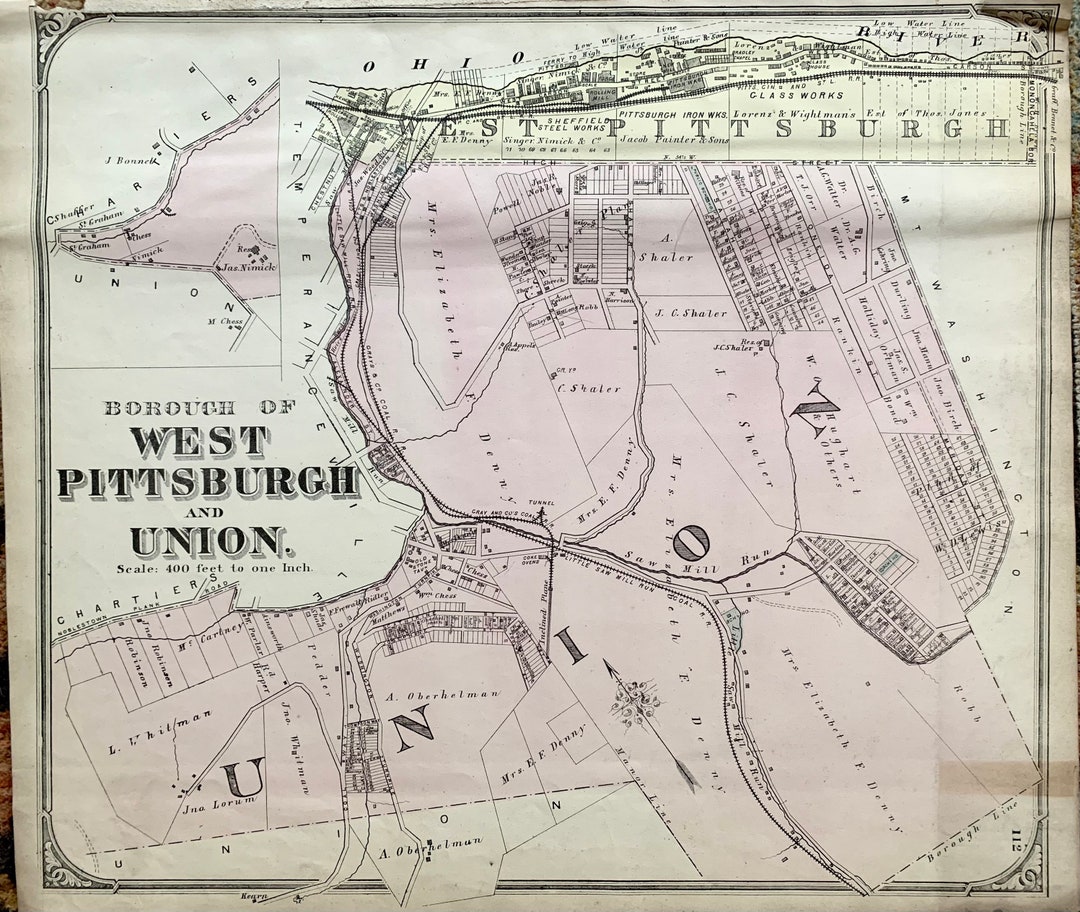 Duquesne Heights Map Original 1872 Pittsburgh Atlas West End Etsy