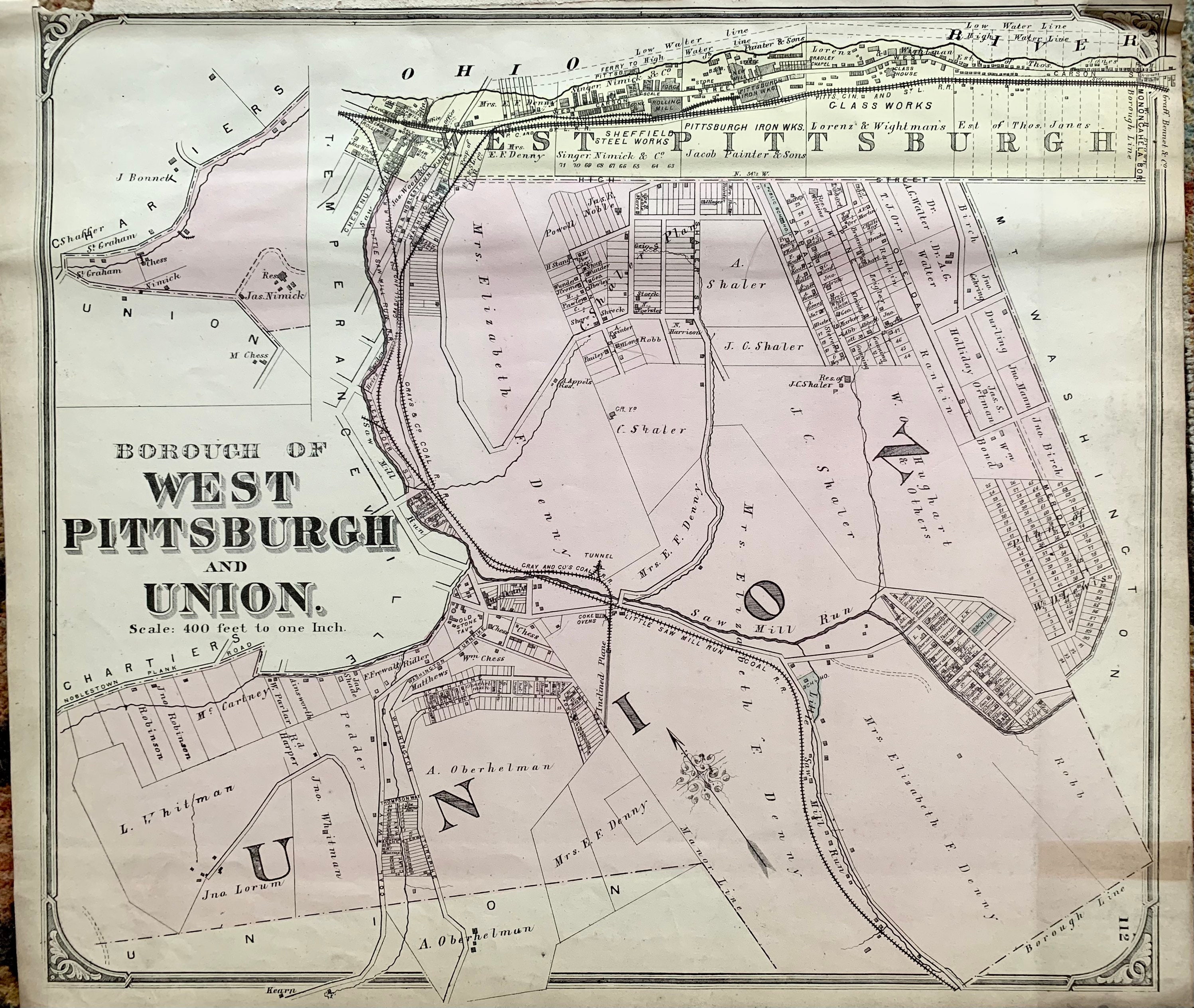 Duquesne Heights map Original 1872 Pittsburgh Atlas West End Etsy.de