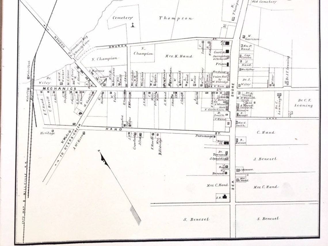 Cape May Court House map Original 1878 New Jersey Shore Etsy