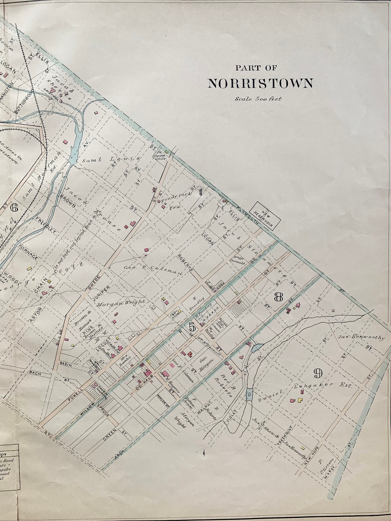 Norristown Map Original 1891 Montgomery County Atlas Etsy