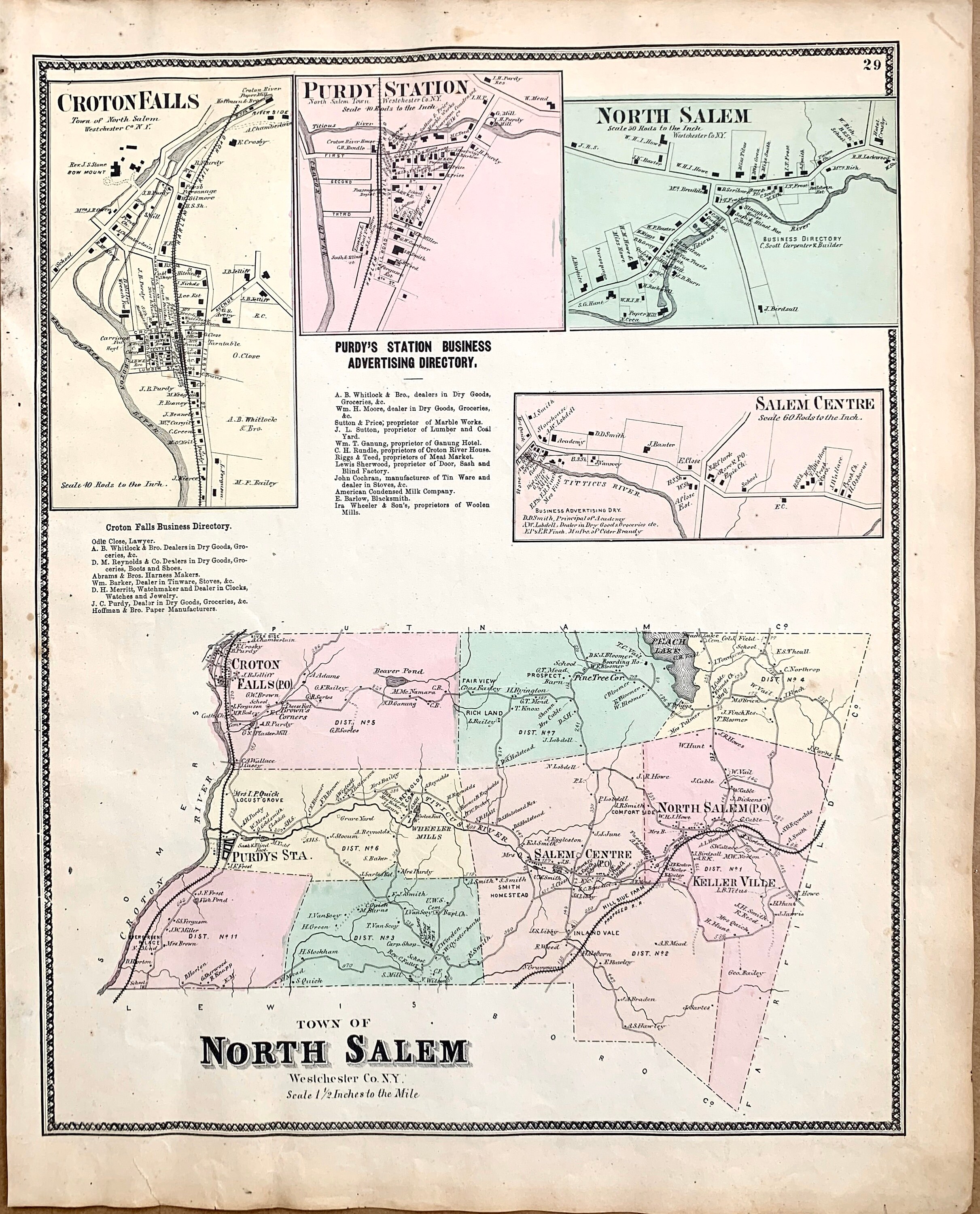 North Salem Map Original 1867 New York State Atlas Map Etsy