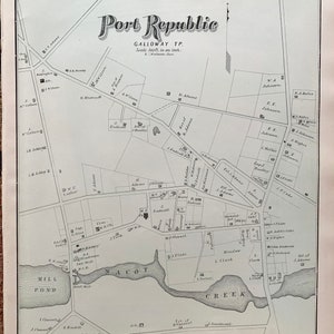 Port Republic map, Original 1878 New Jersey Shore Atlas, Galloway Township, Nacot Creek, Atlantic County