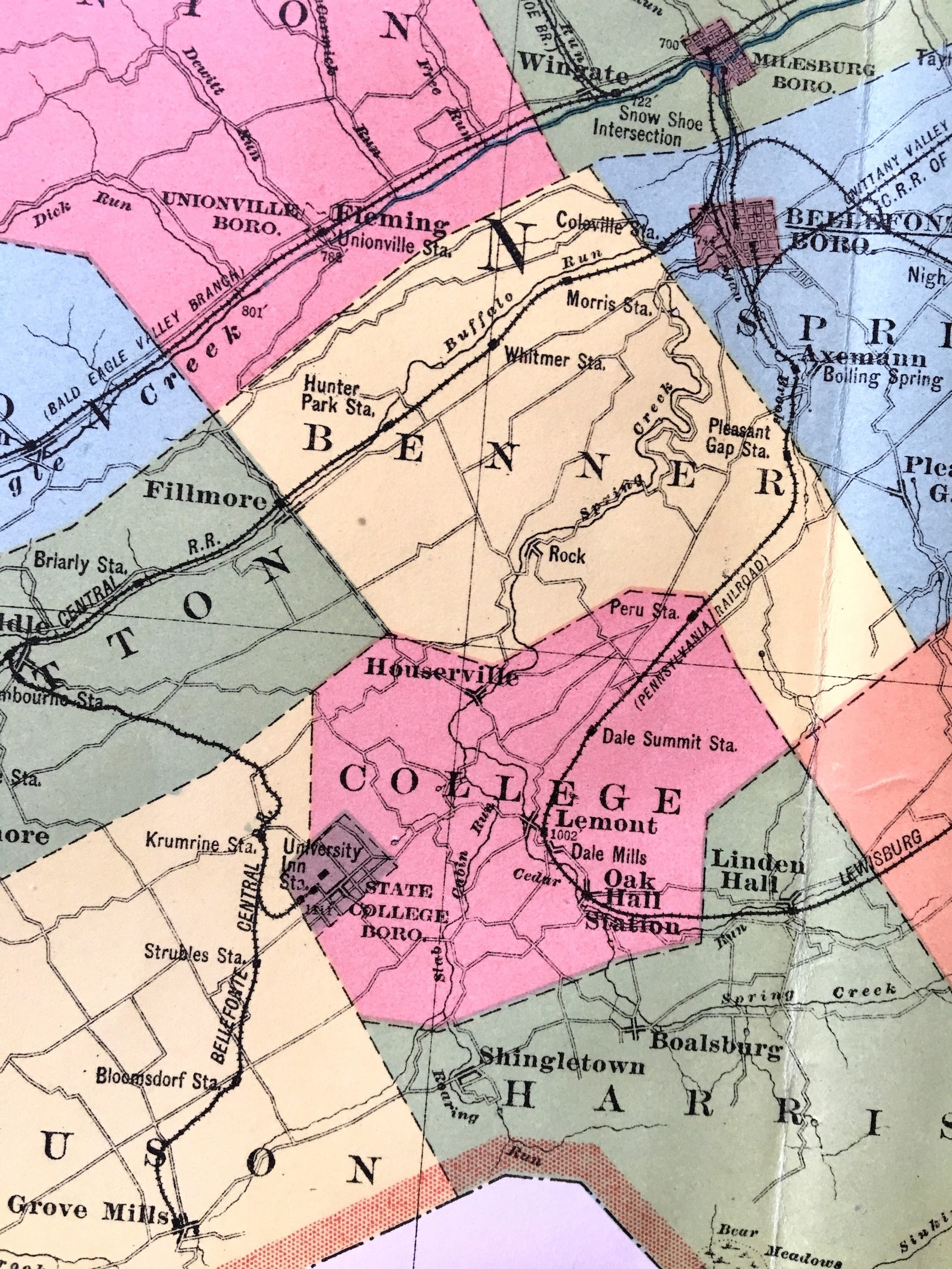 Original 1900 Atlas Map of Centre County Pennsylvania From the State of