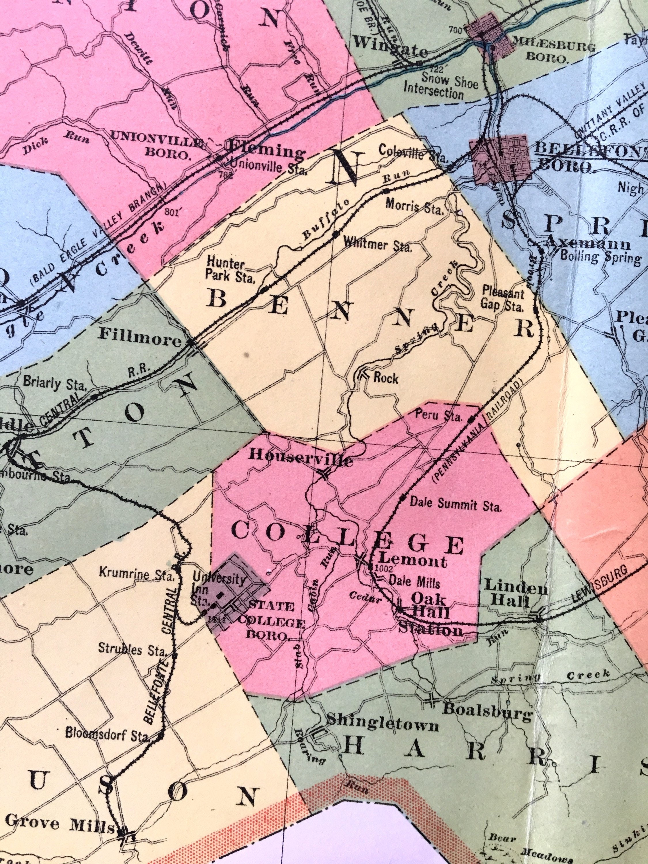 Original 1900 Atlas Map of Centre County Pennsylvania From the Etsy UK