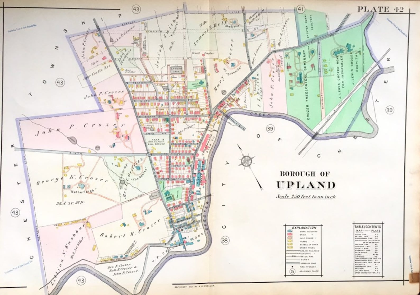 1913 Borough of Upland Pennsylvania Atlas Map Original Hand Etsy UK