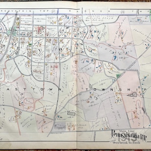 Devon map, Original 1913 Main Line Railroad Atlas, Easttown, St Davids