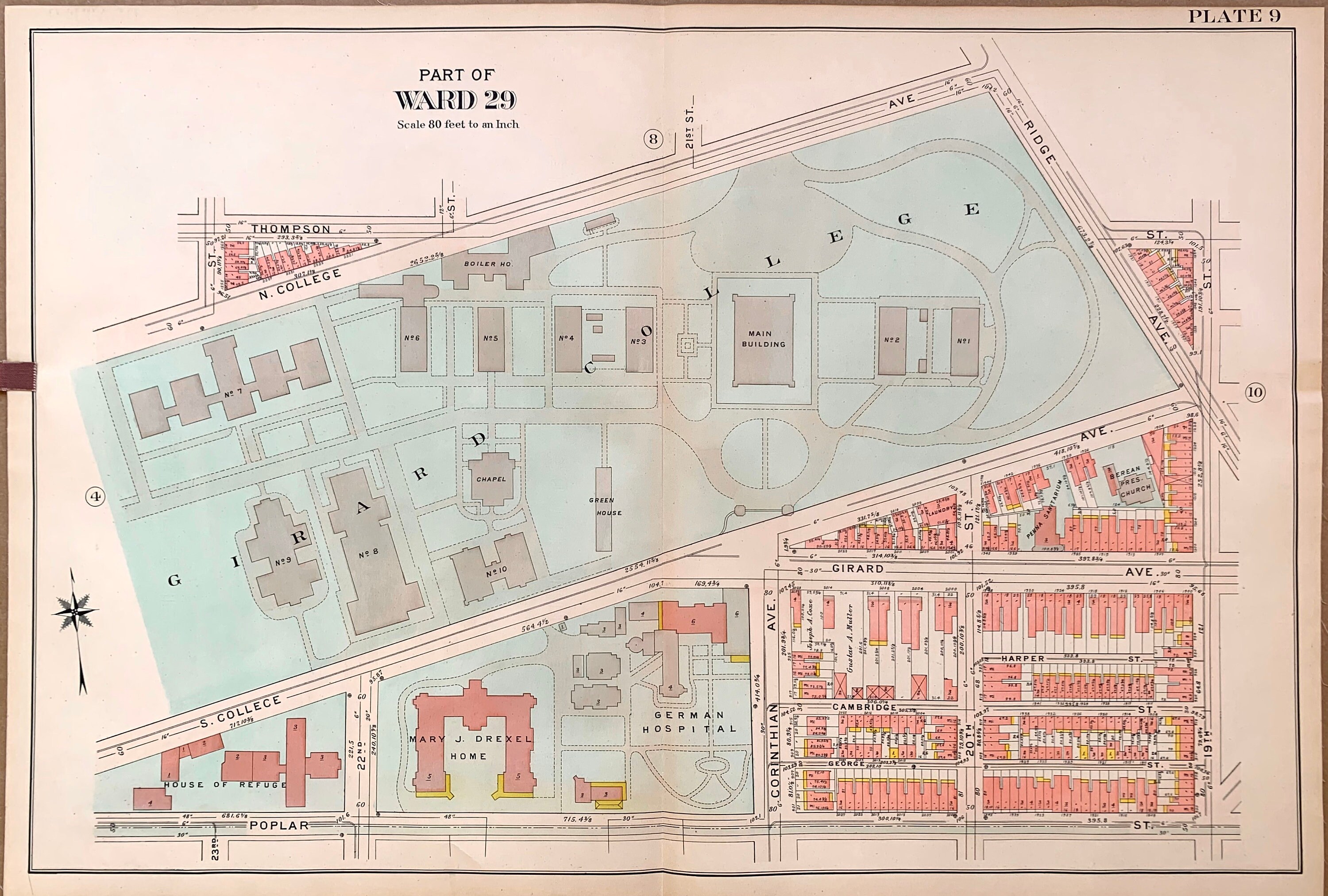 Girard College Map Original 1907 City of Philadelphia Atlas Etsy UK