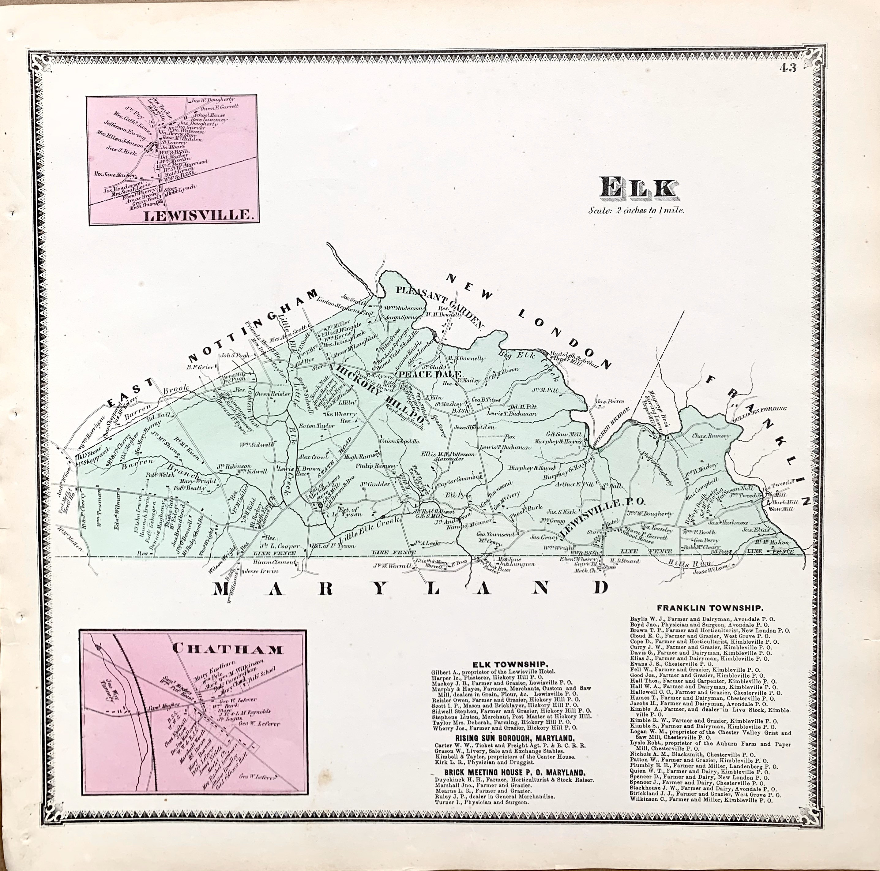 Elk Township Original 1873 Chester County Pennsylvania Farm Etsy.de