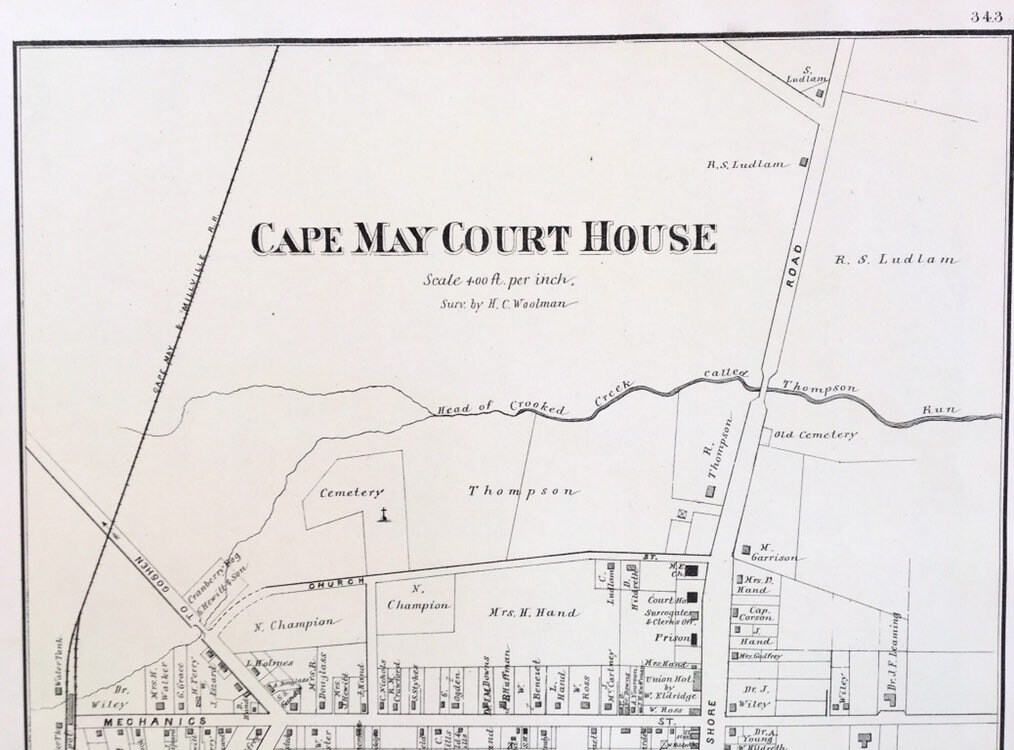 Cape May Court House Map Original 1878 New Jersey Shore Etsy