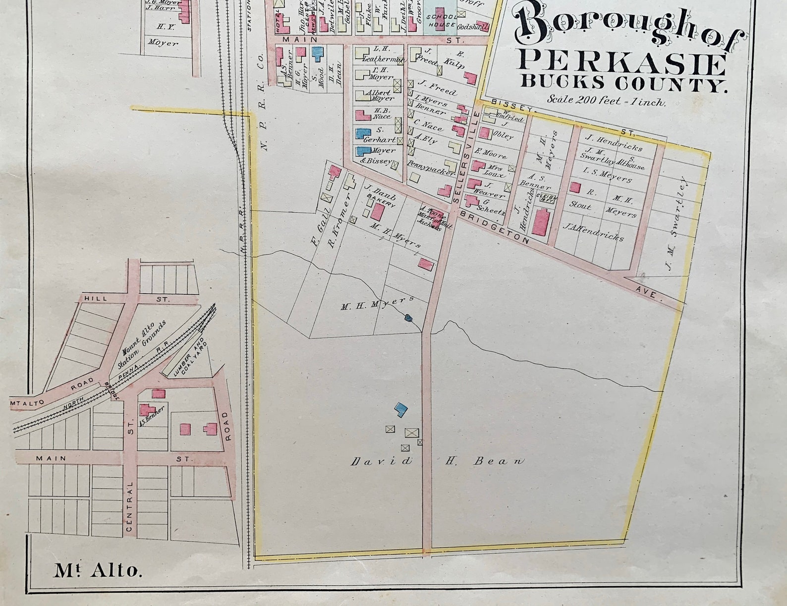 Antique Perkasie map Original 1886 North Pennsylvania Etsy
