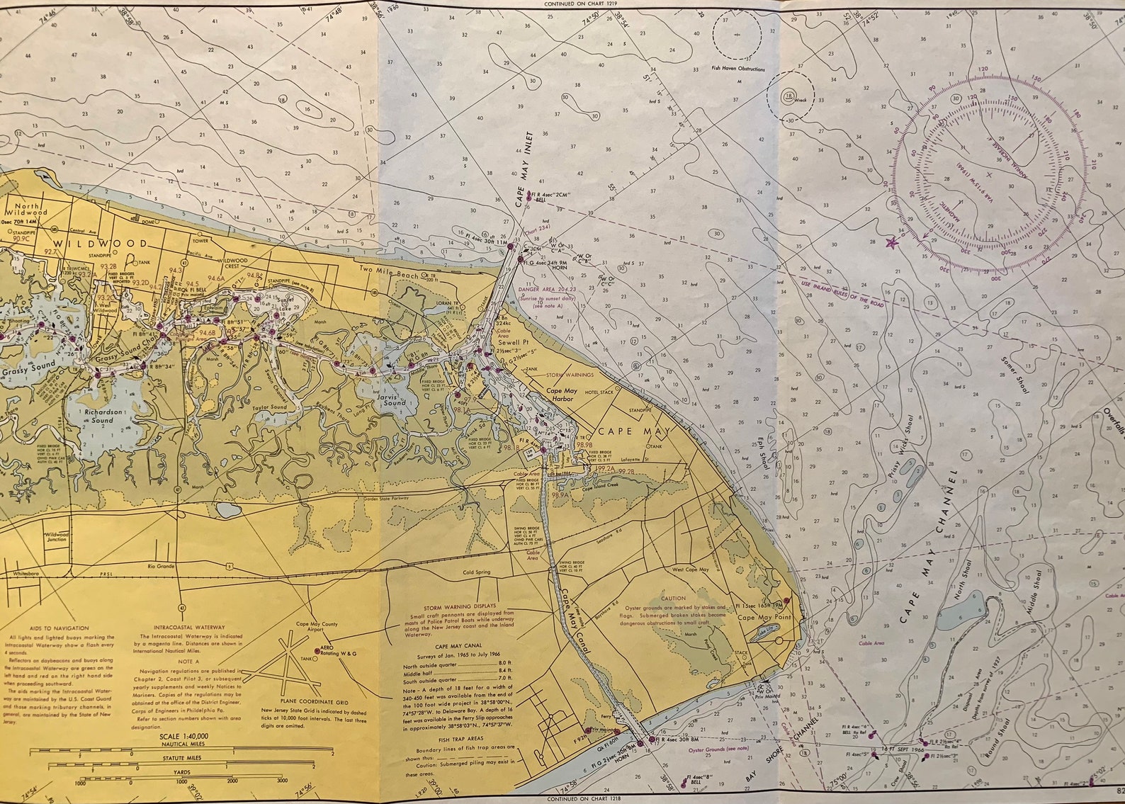Brigantine Map Original 1967 Nautical Map Little Egg Harbor Etsy
