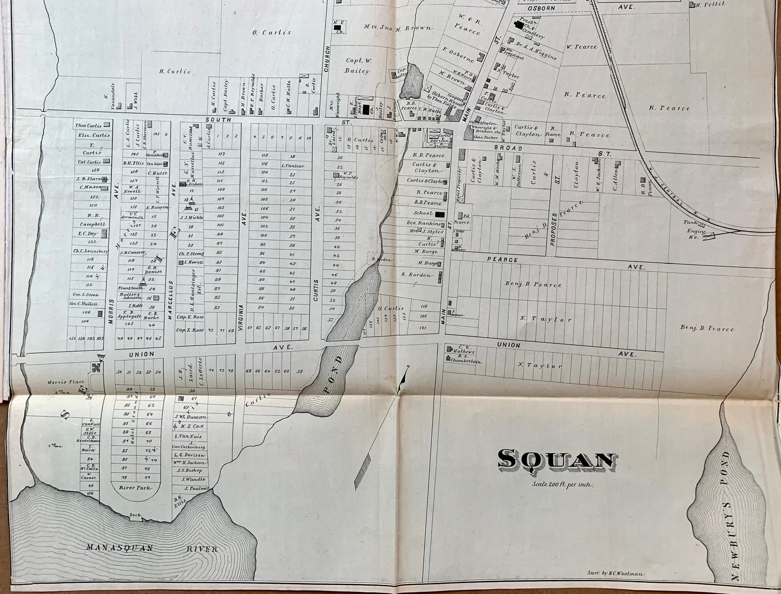 Manasquan Map Original 1878 New Jersey Shore Atlas Monmouth Etsy