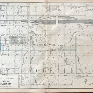 May include: A black and white map of League Island Park, part of Ward 39 in Philadelphia, Pennsylvania. The map shows streets, avenues, and blocks. The scale is 500 feet to an inch.
