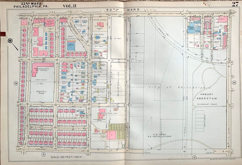 East Mount Airy Map, Germantown Map, Original 1955 City of Philadelphia ...