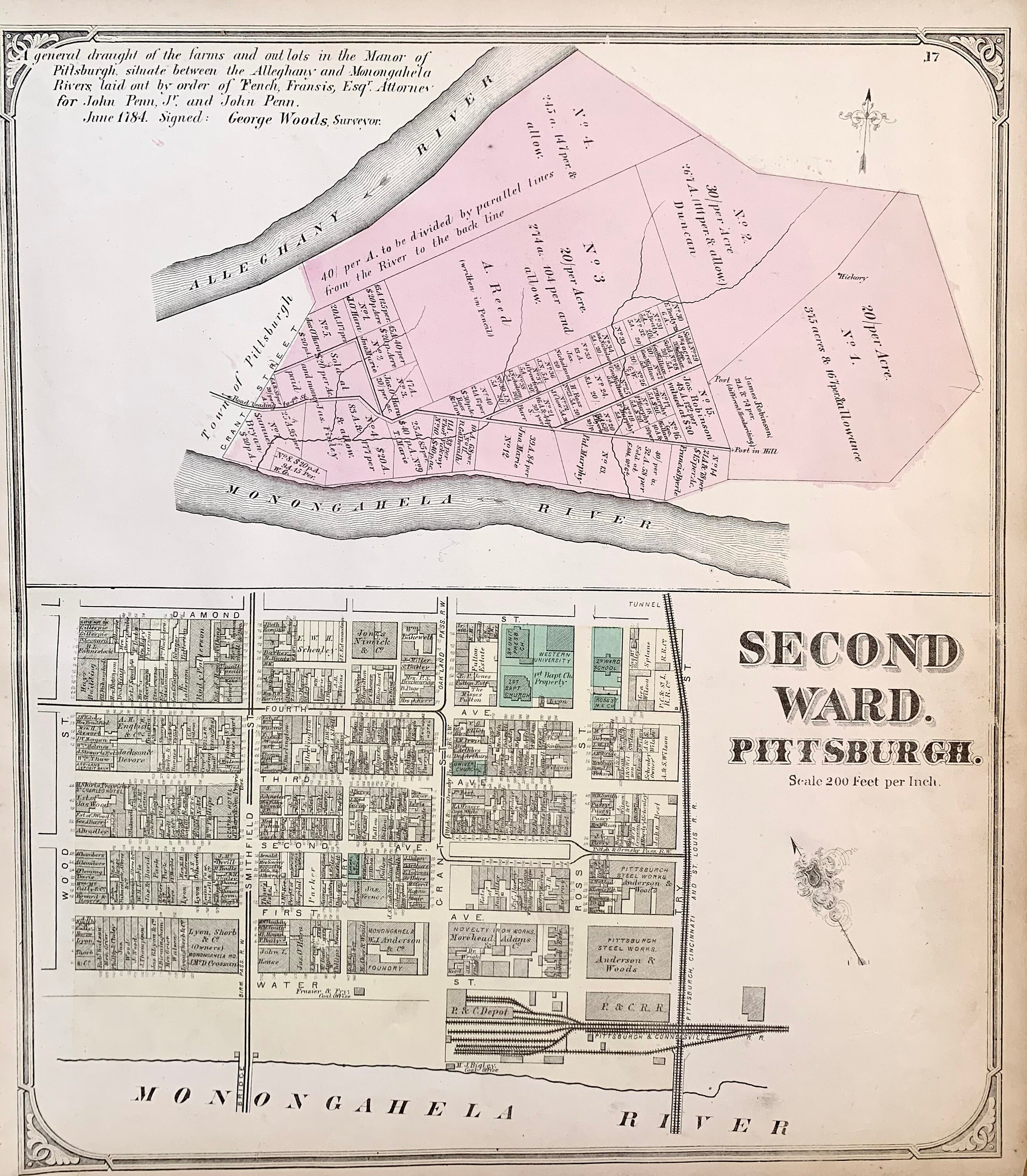Point Park University Map Downtown Pittsburgh Map Original 1872 Pittsburgh Atlas Point | Etsy  Australia