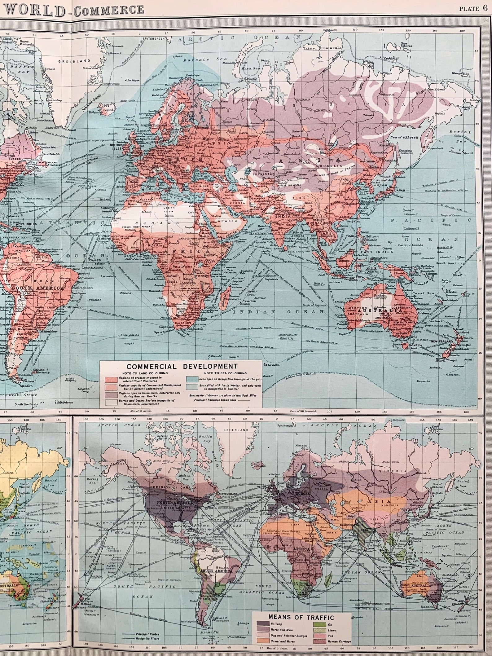 World Commerce Map Original 1922 Times Atlas Occupations - Etsy