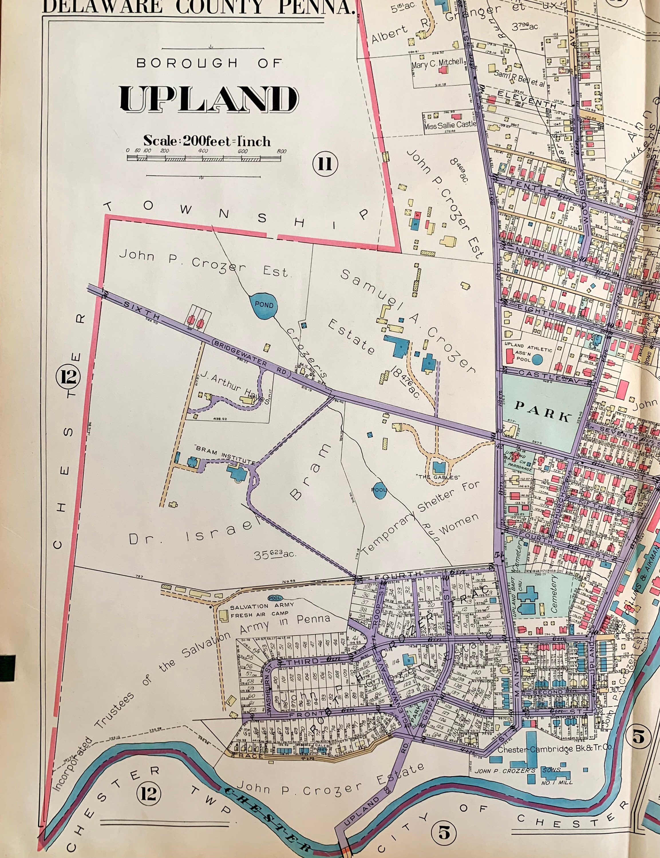Upland map, Original 1934 Delaware County Atlas, Chester Township