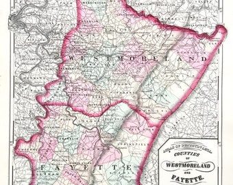 West Moreland County, Original 1872 atlas of Pennsylvania, Westmoreland County, Fayette County