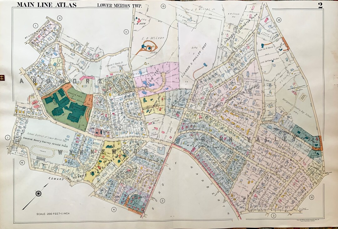 Ardmore Penn Valley Wynnewood Map Original 1961 Main Line Etsy