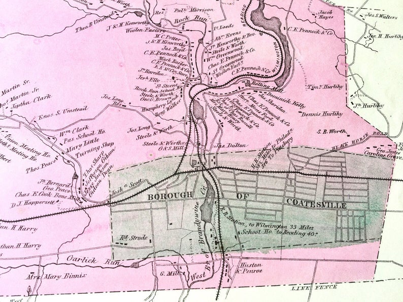 Valley Township Map, Original 1873 Chester County, Pennsylvania Atlas