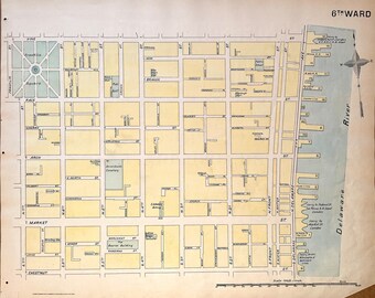 Old City map, Original 1895 Philadelphia Ward Atlas, Elfreths Alley, Franklin Square