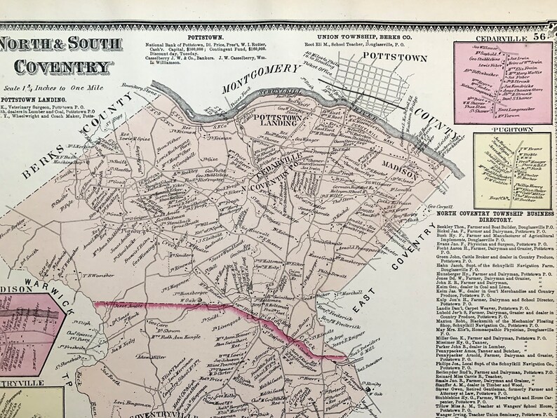 North Coventry Map South Coventry Map Original 1873 Chester Etsy