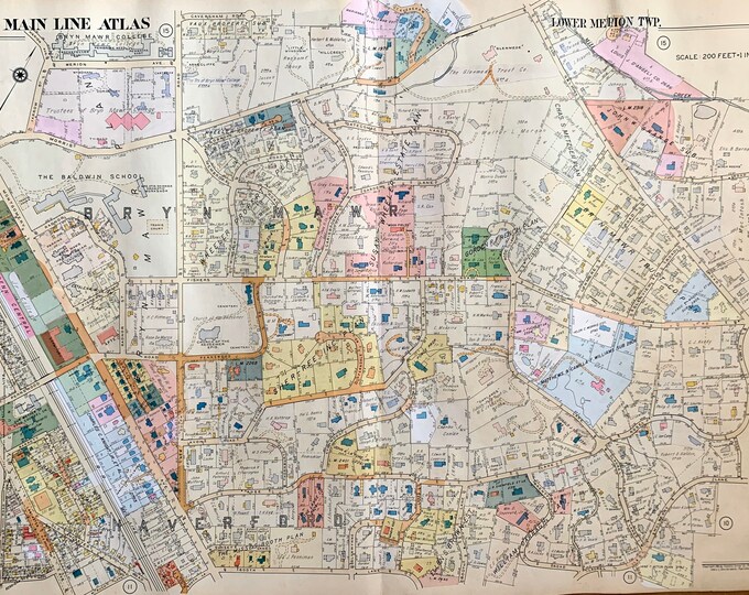 Bryn Mawr Map Original 1961 Main Line Pennsylvania Railroad Etsy