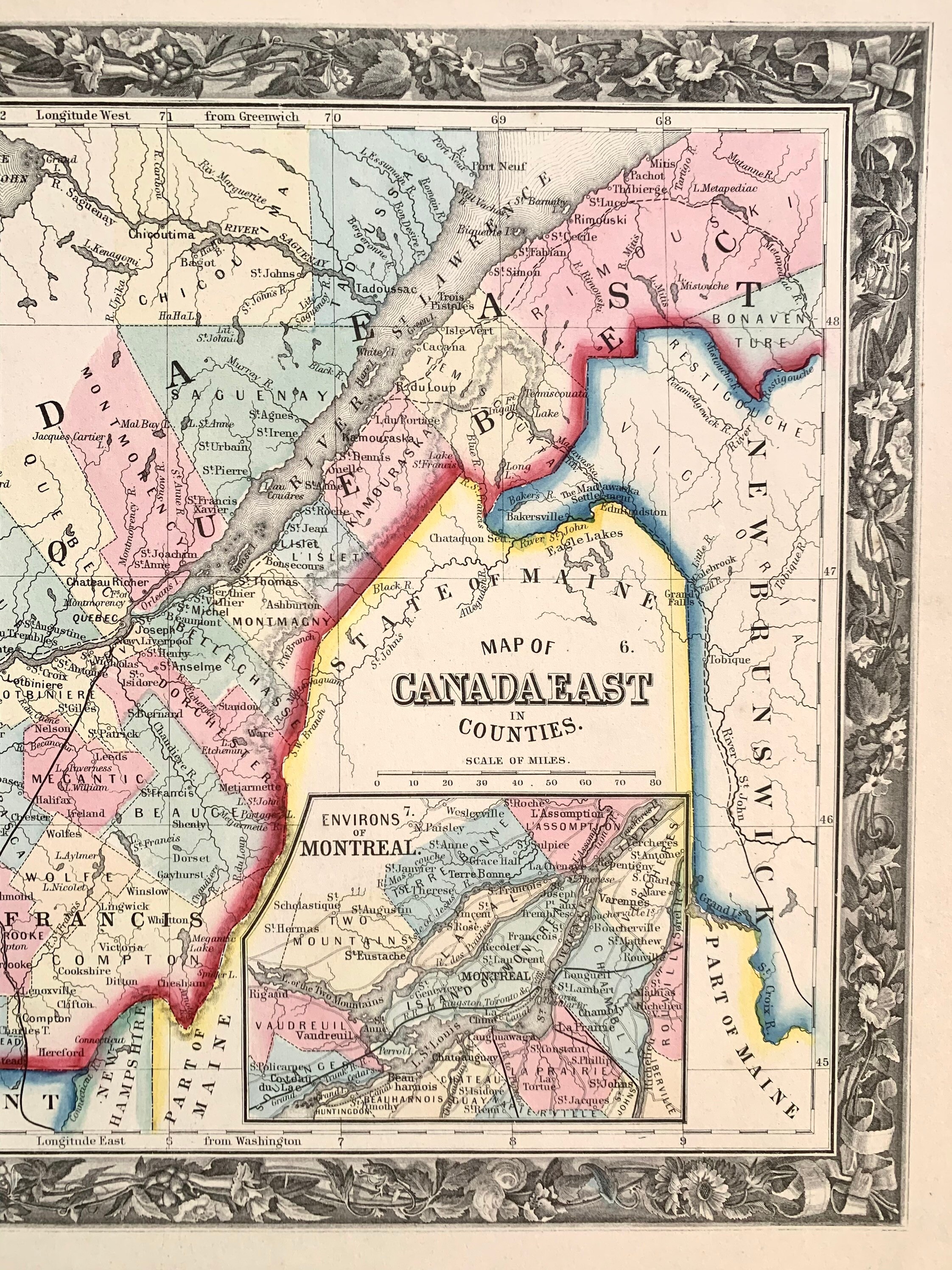 1862 Map of Canada East and Environs of Montreal Original - Etsy