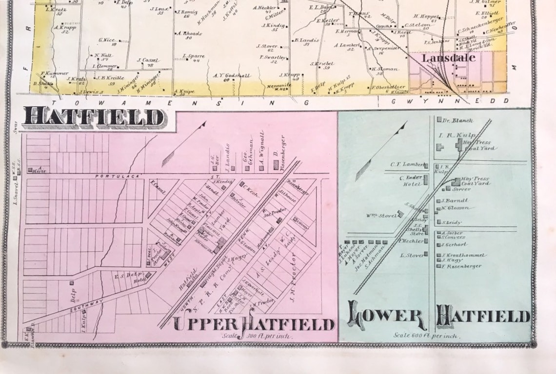 1877 Hatfield Township Montgomery County Pennsylvania Atlas Etsy