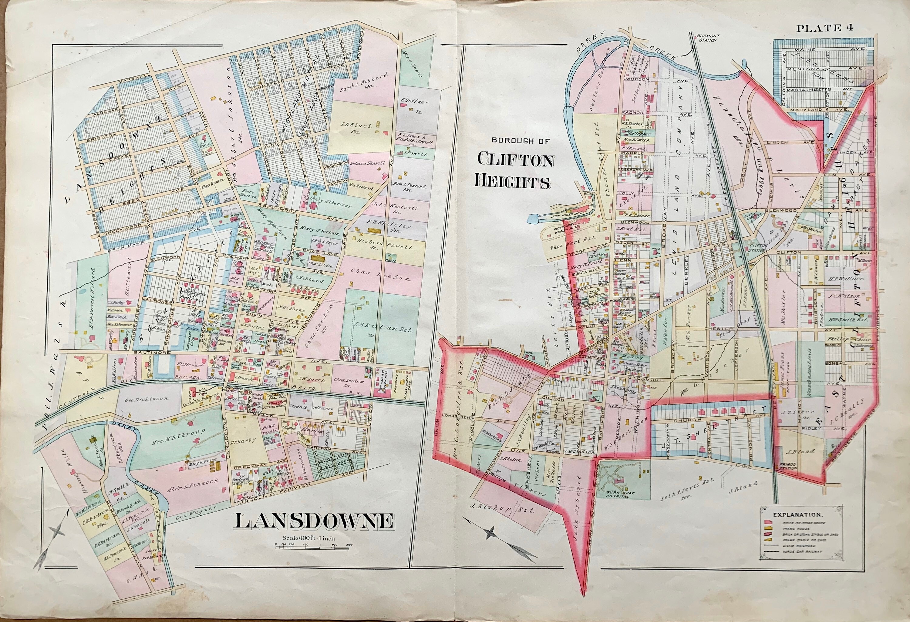 Long Branch Map, Original 1889 Monmouth County Atlas, Elberon, Lake  Takanasse 