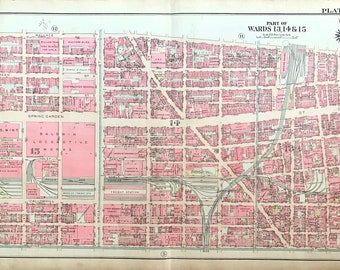 Callowhill map, Original 1922 Philadelphia atlas, Hahnemann, Franklintown