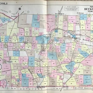 Buckingham Township map, Original 1948 Bucks County Atlas, Forest Grove, Lahaska