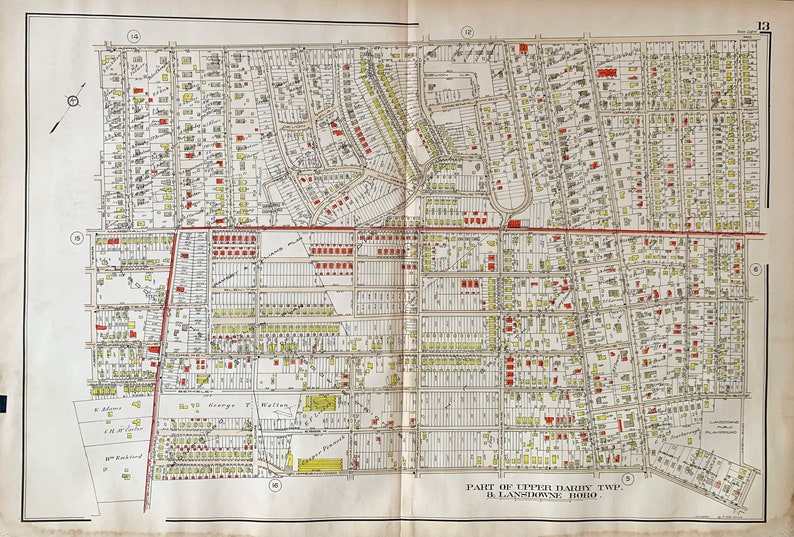 Drexel Hill Map, Original 1929 Delaware County Atlas, Lansdowne Map Etsy
