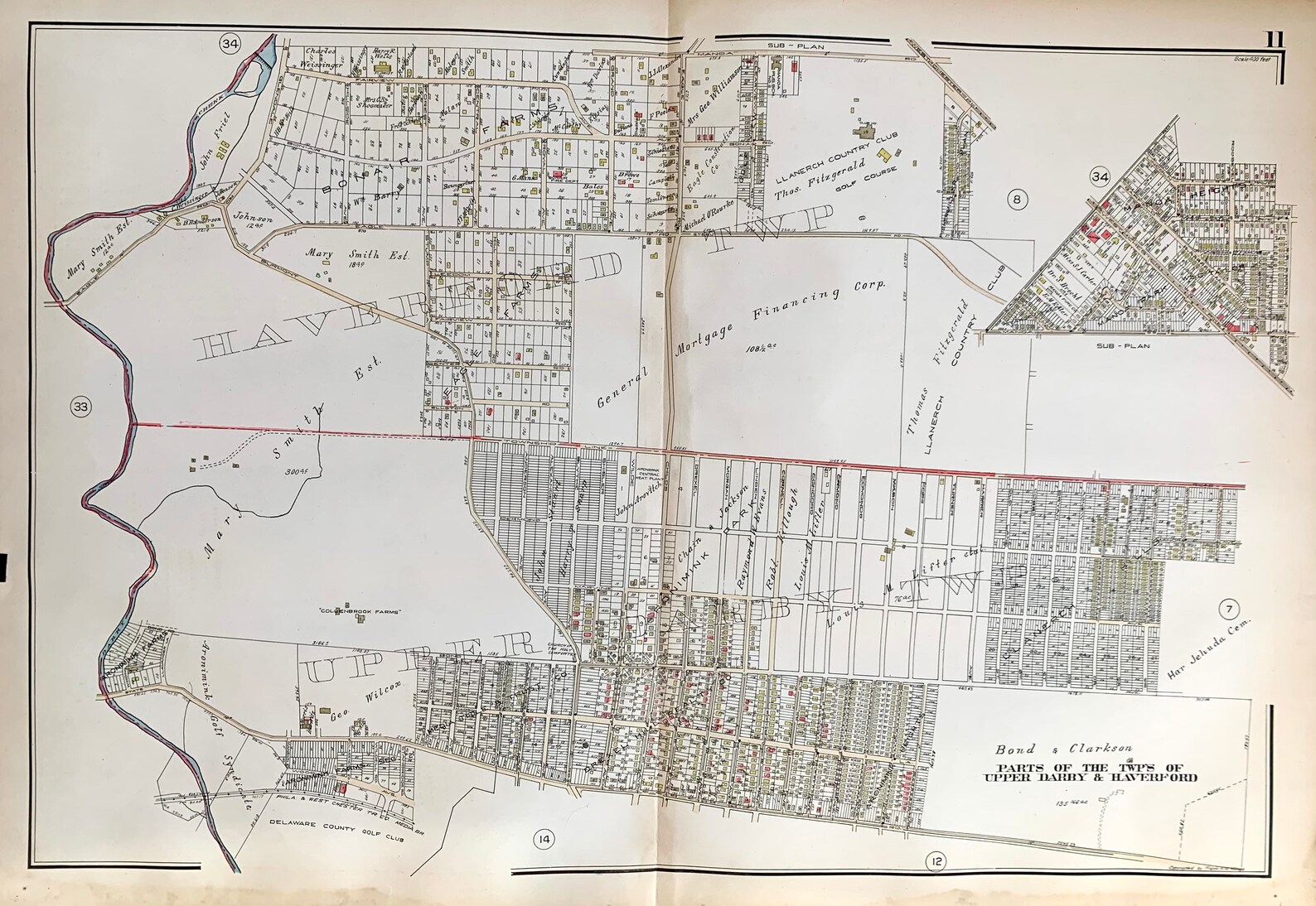 Haverford Township Map Original 1929 Delaware County Atlas Etsy