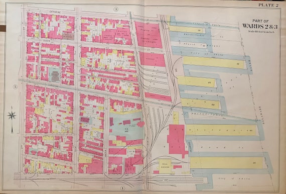 Queen Village Philadelphia Map Queen Village Map Original 1905 South Philadelphia Atlas | Etsy