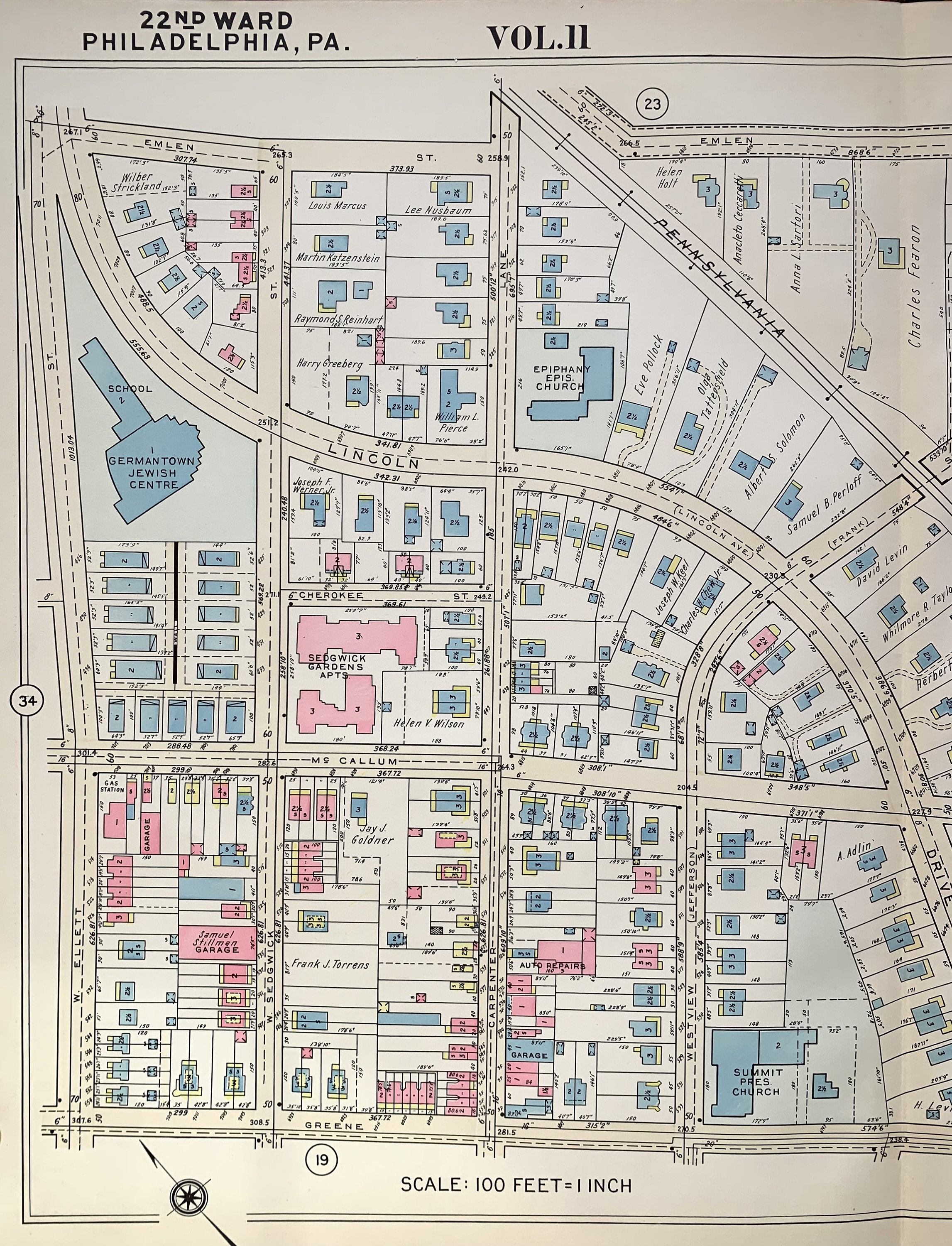 Mount Airy Map Original 1955 Philadelphia Atlas Upsal Allen Etsy.de