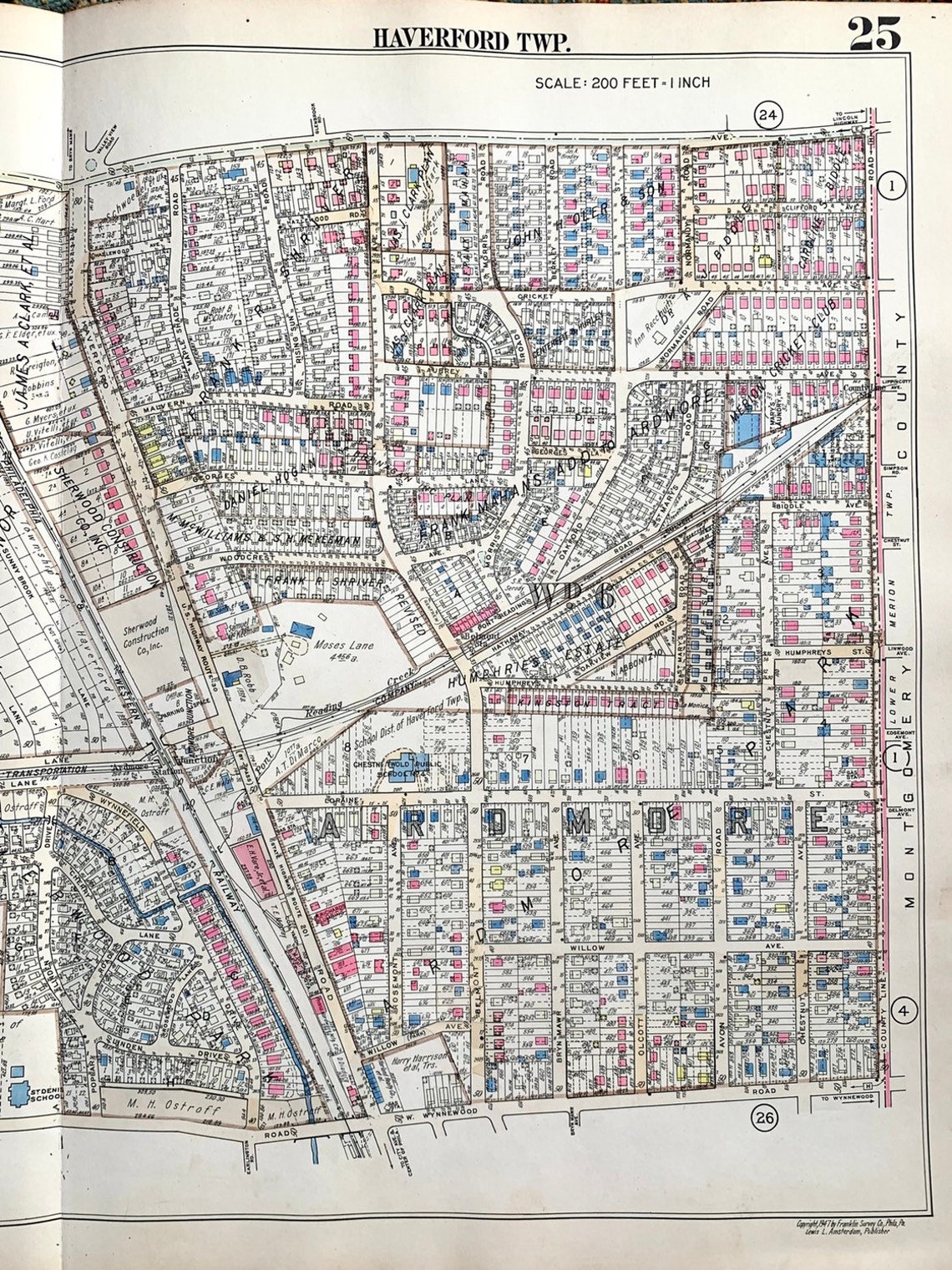 1947 Ardmore Map Original Main Line Pennsylvania Railroad Etsy Denmark