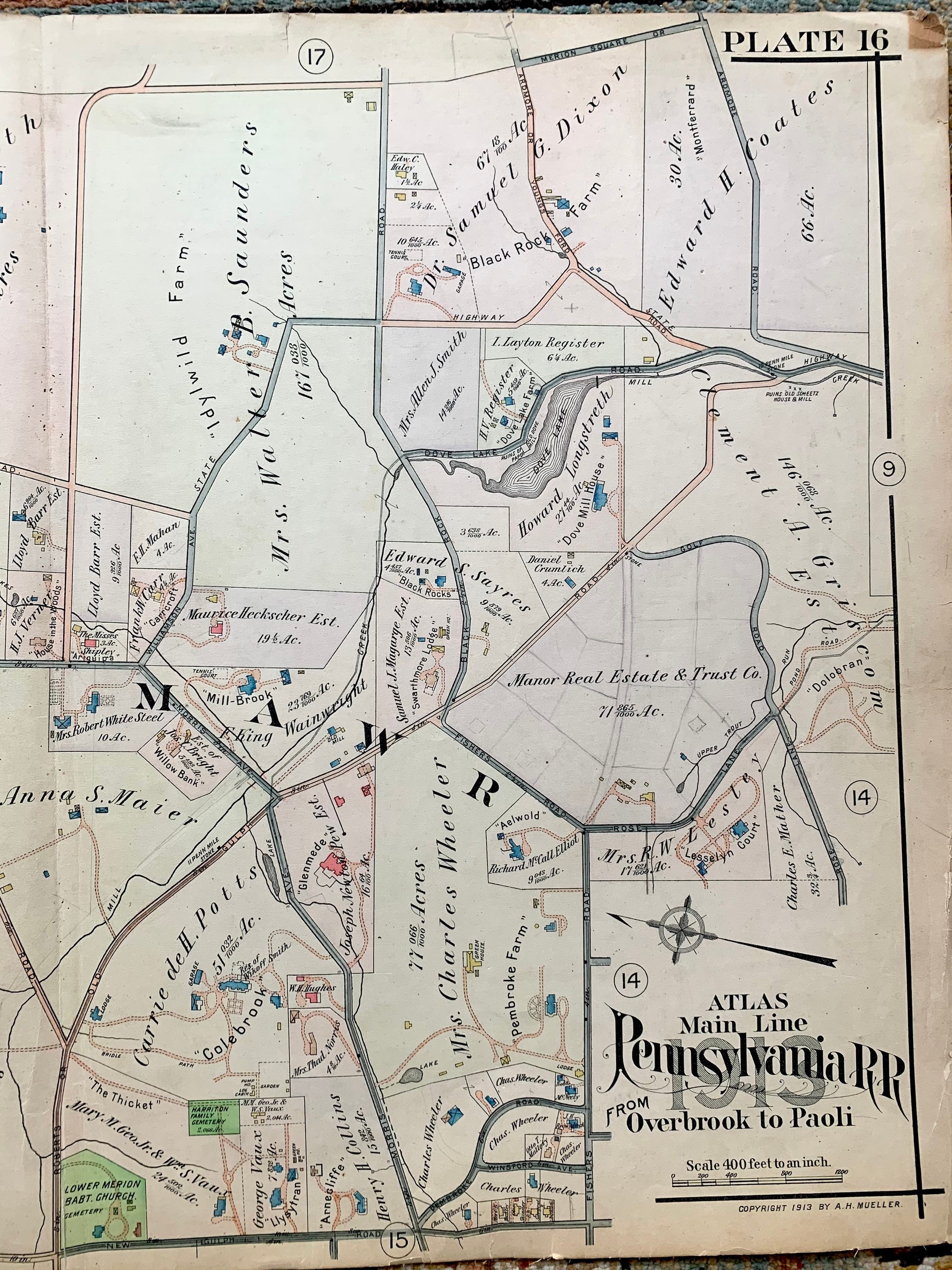 Bryn Mawr Map Original 1913 Main line Pennsylvania Railroad Etsy