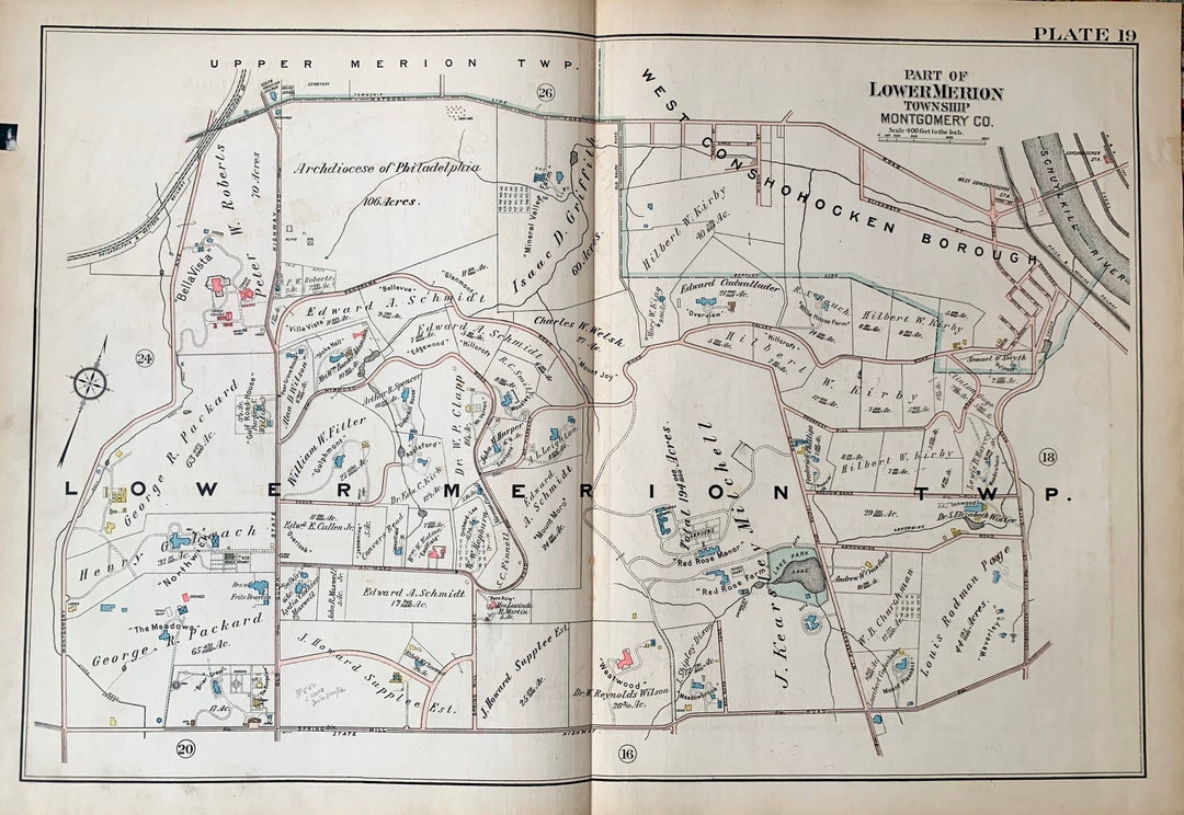 Gladwyne Map Original 1926 Main Line Atlas West Etsy