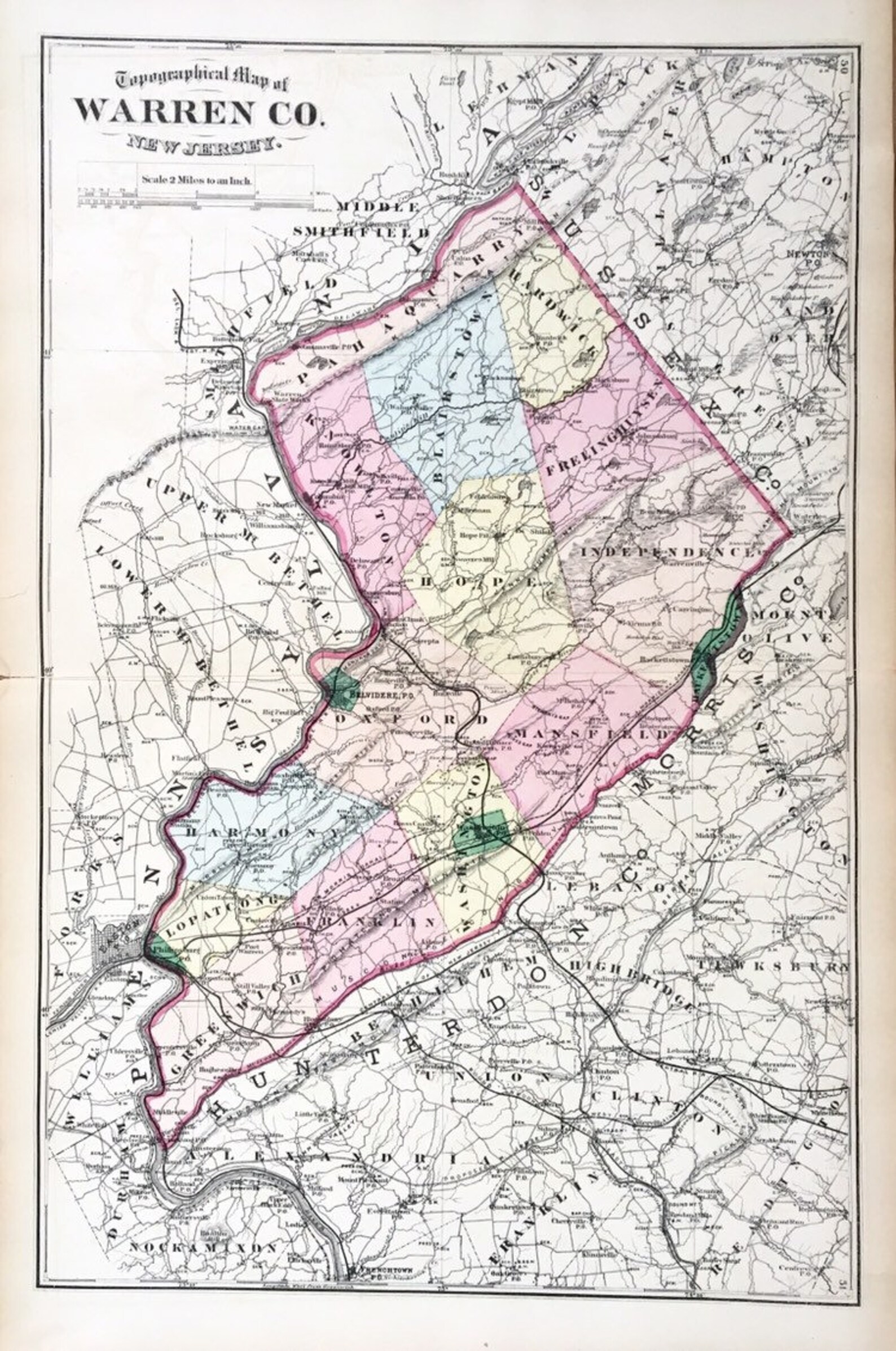 Warren County Original 1872 New Jersey Atlas Phillipsburg Etsy