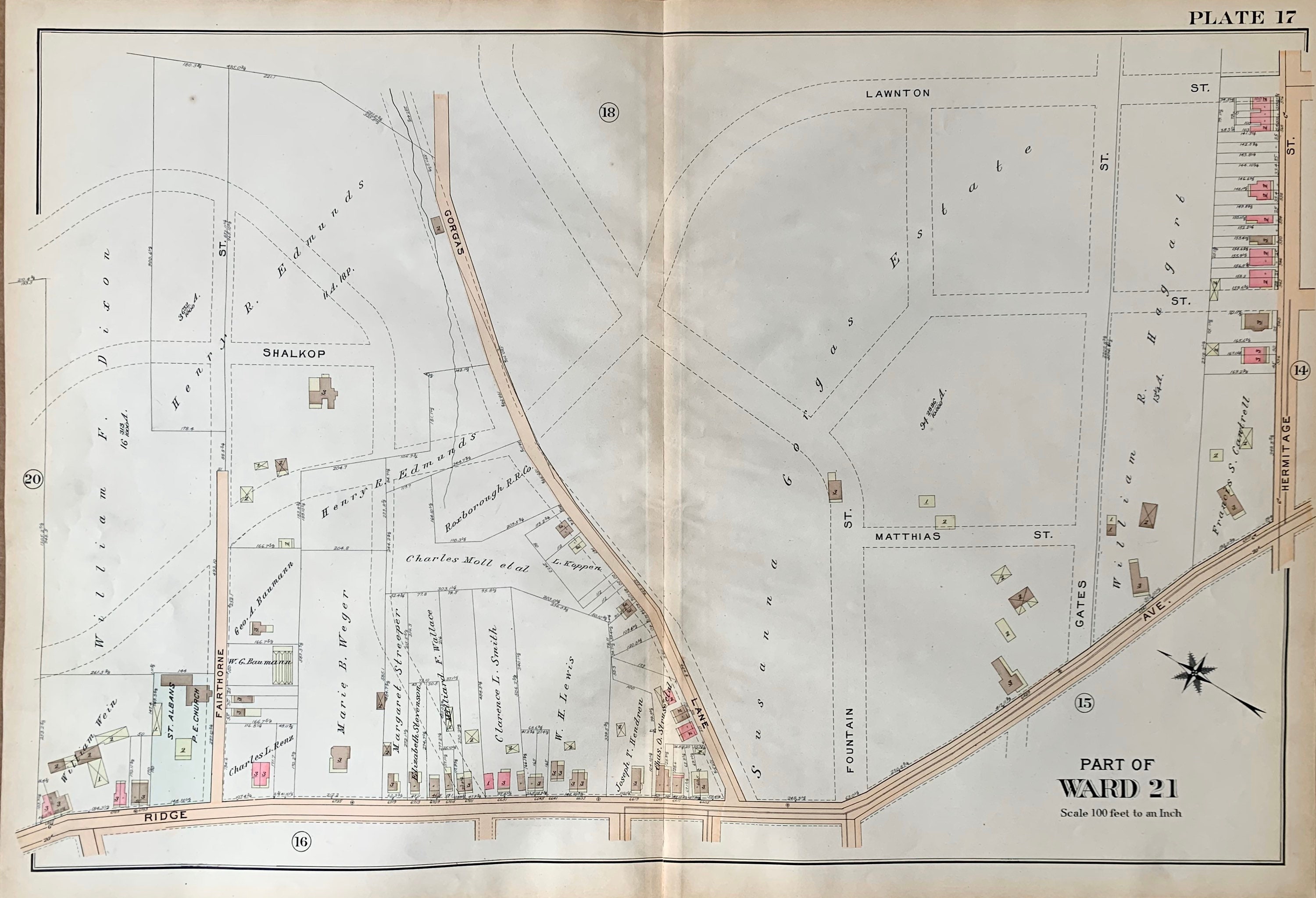 Roxborough Map, Original 1911 City of Philadelphia Atlas, Manayunk