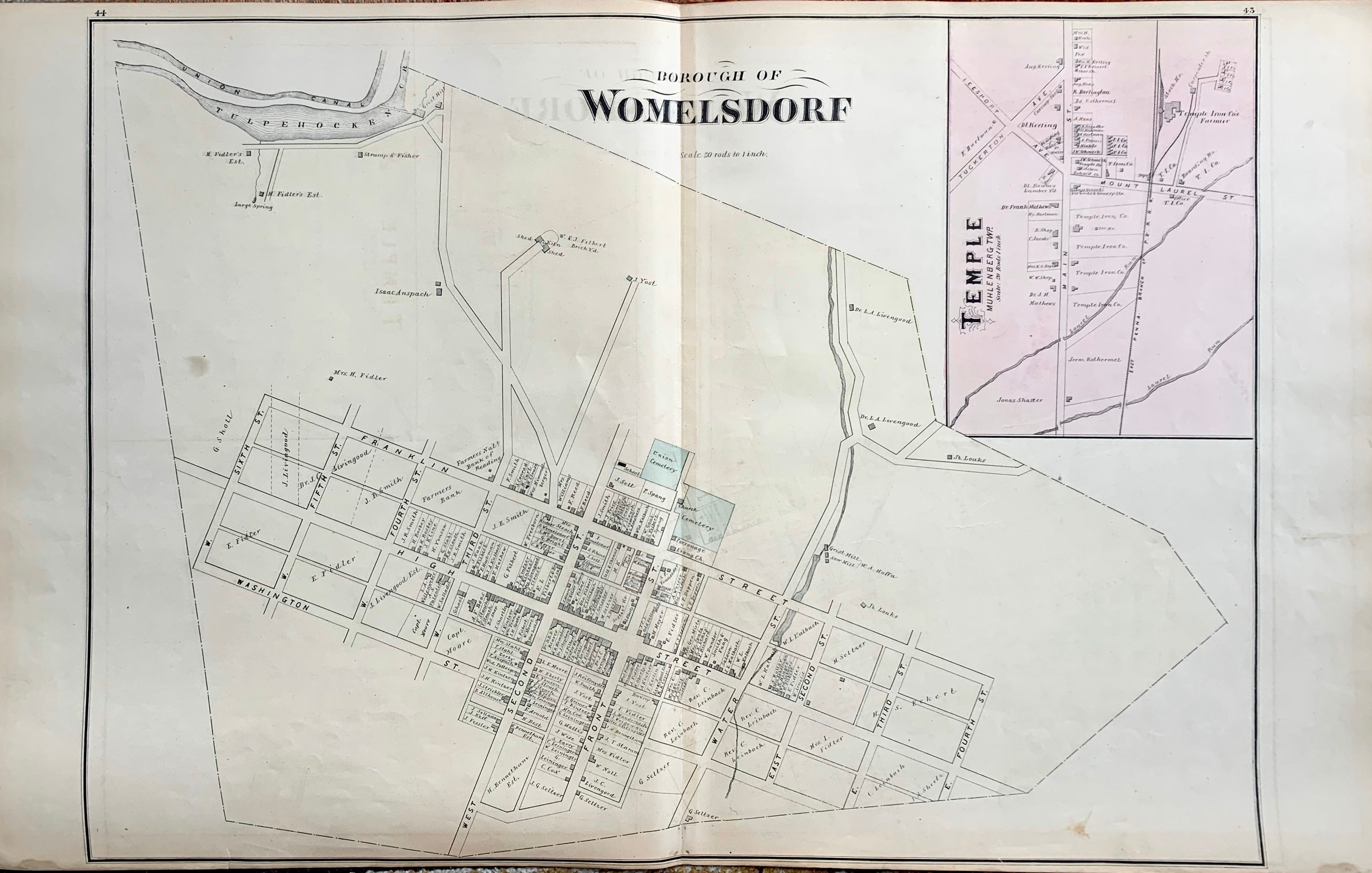 Womelsdorf Map Original 1876 Berks County is Atlas Etsy UK