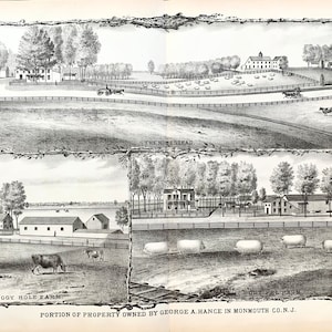 Shrewsbury farm map, Original 1878 New Jersey Coast Atlas, Monmouth County