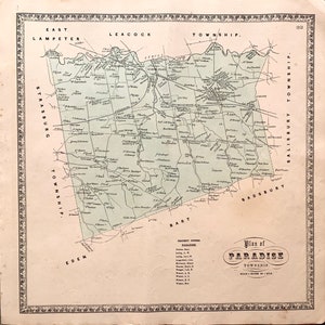 Paradise Township map, Original 1864 Lancaster County atlas, Kinzers, Leahman Place