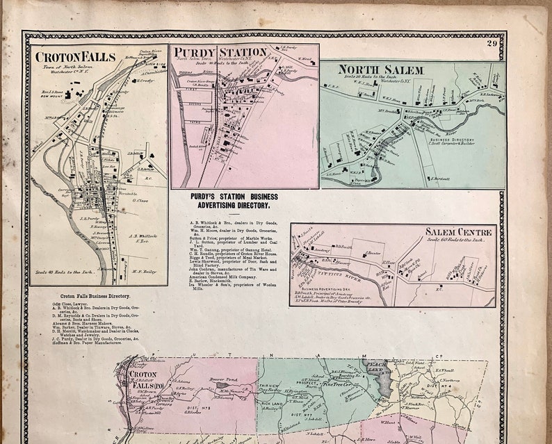 North Salem Map, Original 1867 New York State Atlas Map, Westchester