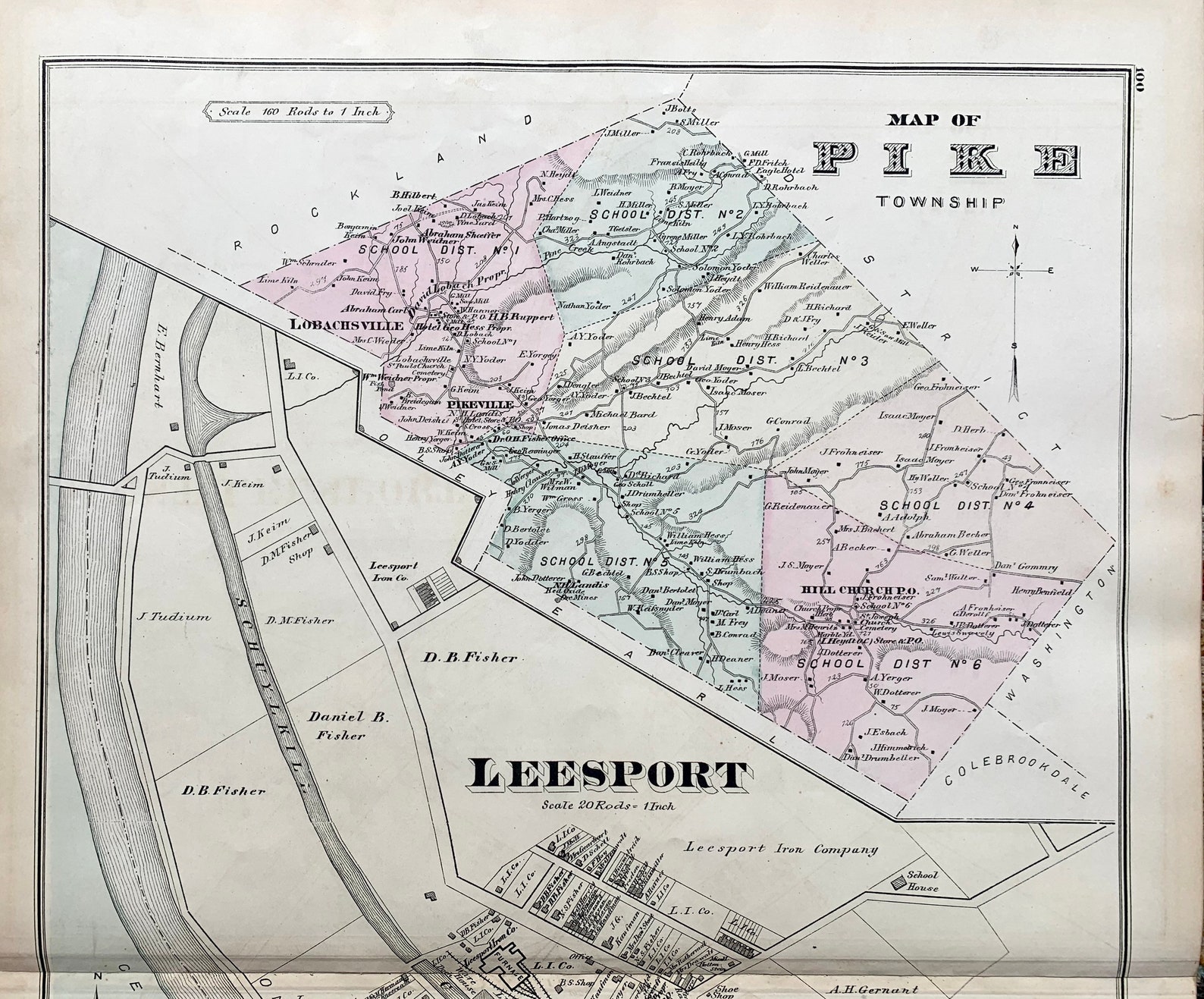 Leesport Map Original 1876 Berks County Pennsylvania Atlas Etsy.de
