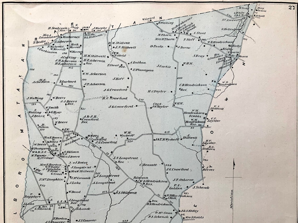 Holmdel Map Original 1873 Monmouth County Atlas New Jersey Etsy