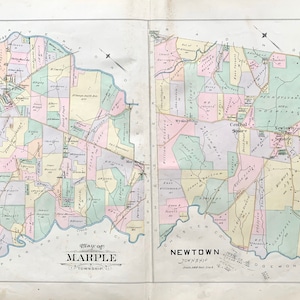 Newtown Township Zoning Map Marple And Newtown Pennsylvania 1892 Map | Etsy