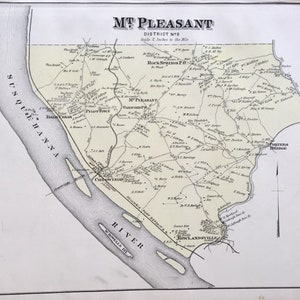 Mt Pleasant map, Cecil County Maryland Atlas, 1877 Original Hand Colored