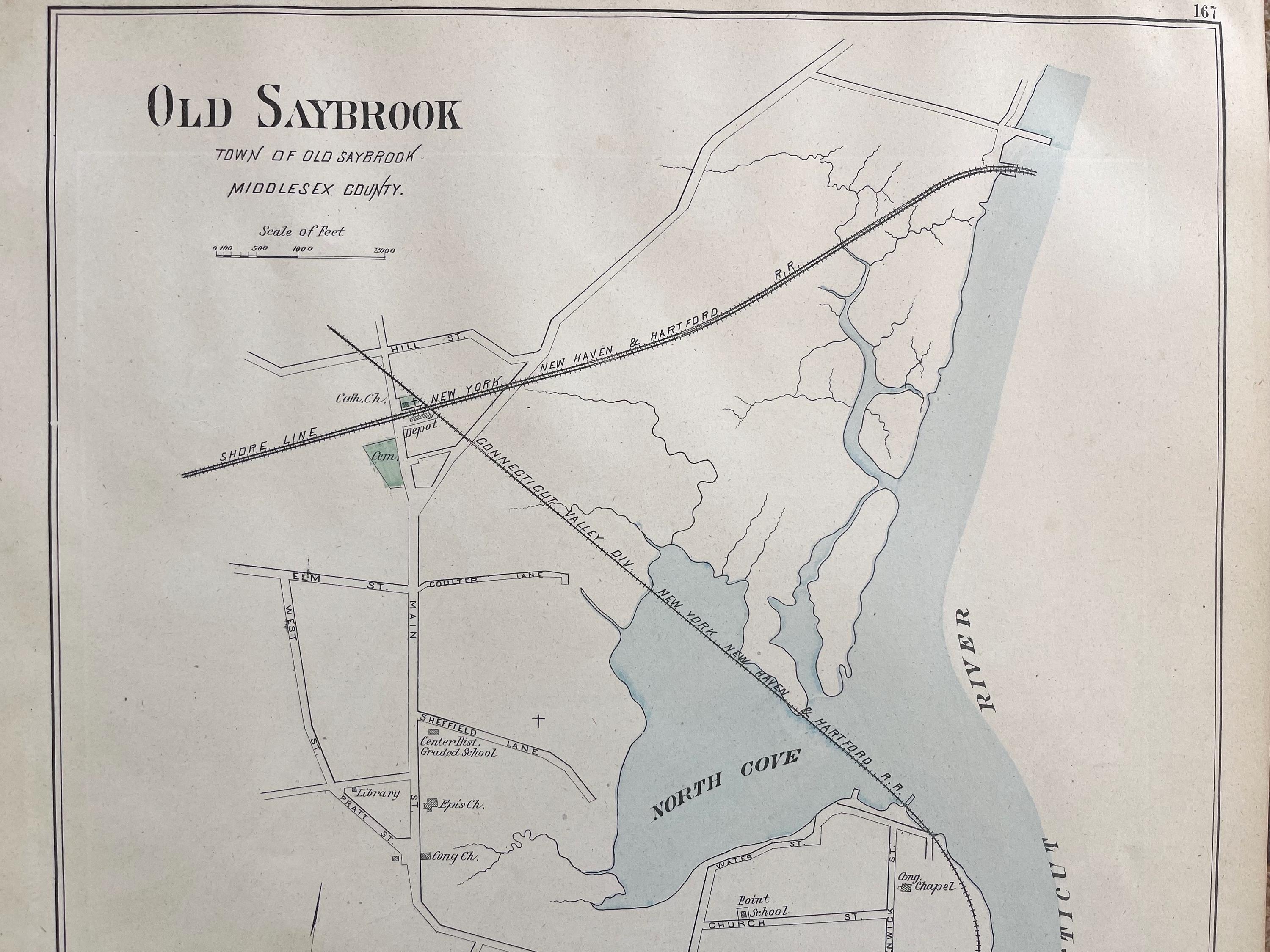 Old Saybrook Map, Original 1893 Connecticut Atlas, Fenwick, Long Island ...
